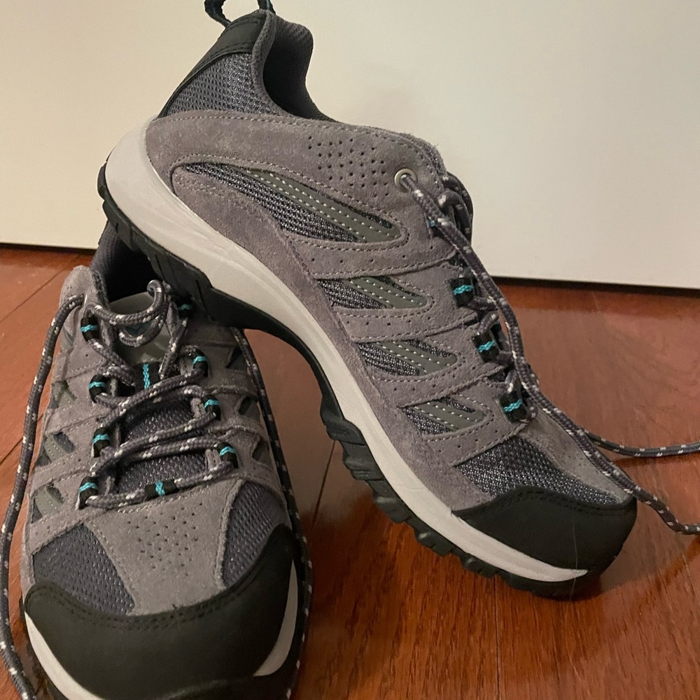 Columbia Gray and Black Athletic Shoes with Rugged Design